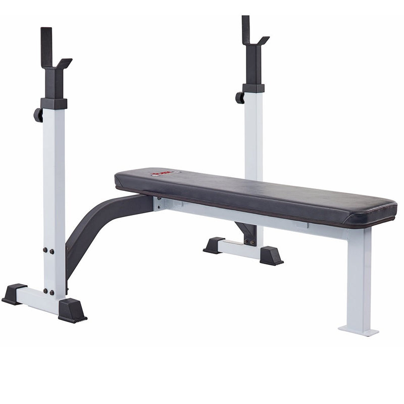 YORK BARBELL FTS OLYMPIC FIXED FLAT BENCH WITH UPRIGHTS