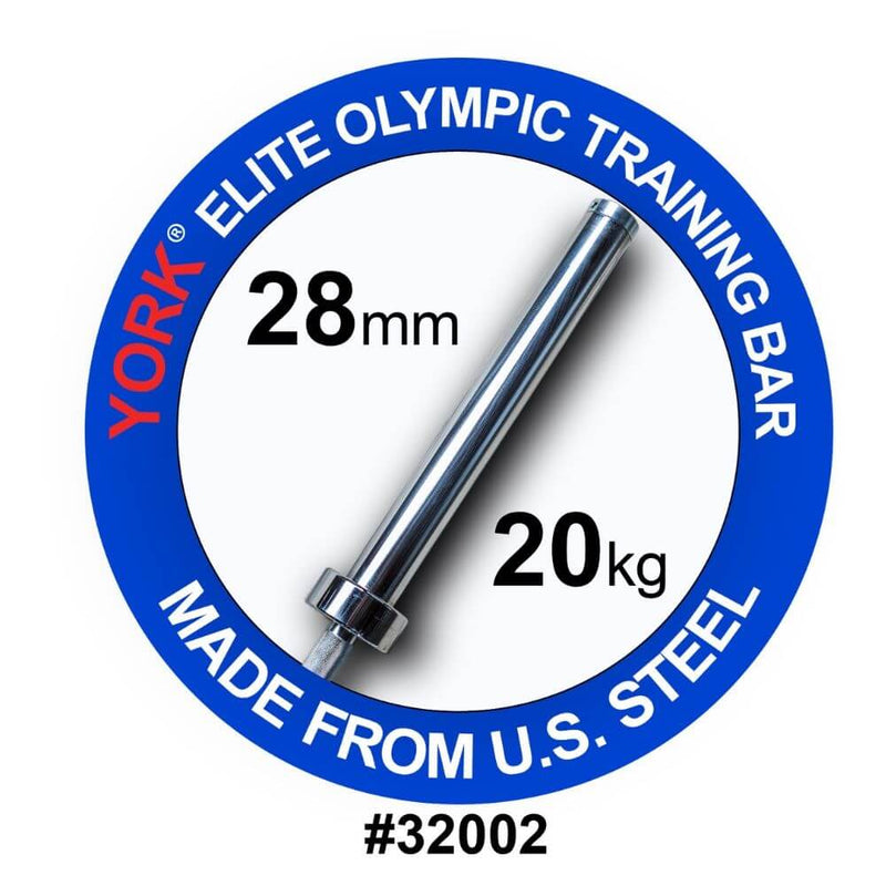 YORK BARBELL MEN'S ELITE COMPETITION 20KG OLYMPIC TRAINING BAR